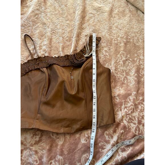 NWT y2k brown satin corset with embellished front‎ size medium - Picture 5 of 8